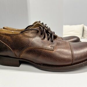 Frye Mens Leather Oxford Cap Toe Shoes Brown Size 9 Worn Once Wedding